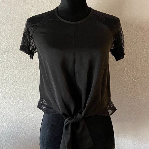 Express black lace trim blouse top XS - Picture 1 of 3